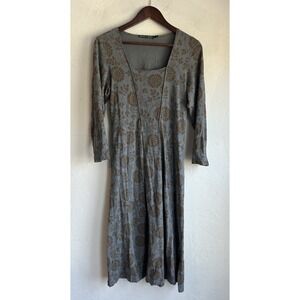 Gudrun Sjoden Olive Green Floral Midi Dress - Outlander- Cottagecore